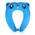 Pejoye Foldable Toilet Seat Toddler, Portable Toilet Training Seat for Kids, Travel Toddler Toilet Seat in ABS Material with 8 Anti Slip Silicon Pads and 1 Carry Bag, Blue Panda