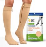 Zipper Compression Socks 15-20mmHg Closed Toe with Zip Guard Skin Protection - Medical Zippered Compression Socks for Men & Women