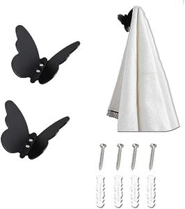 Eterspr 2 Piezas Ganchos de Acero Inoxidable, Ganchos de Toalla Negros, Percheros de Mariposa Creativos, Taladros para La InstalacióN, Adecuado para Cocina, SalóN, Dormitorio, Etc