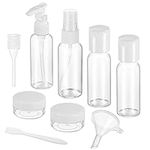 FANTESI Travel Bottles for Toiletries, 9 PCS Leak Proof Refillable Travel Containers Liquid Containers with Clear Toiletries Bag for Cosmetic Shampoo Lotion Makeup Shower Hand Soap