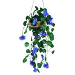 DecoreBugs Plastic Presents: Artificial Flowers With Wooden Pot, Hanging Plants, Leaves, And Creepers For Living Room Decoration, Home Decor And Beautify Your Wall (Blue)(Height 40 Cm)