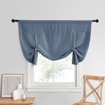 NICETOWN Thermal Insulated Blackout Curtain Adjustable Tie Up Shade Rod Pocket Window Covering Panel for Bathroom Basement, Short Curtains fr Small Window, 52 Wide by 45" Long, 1 Panel, Stone Blue