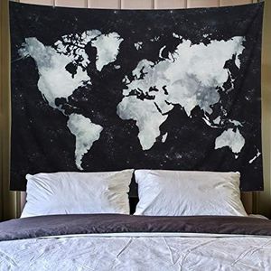 Lahasbja World Tapestry Map Tapestry Starry World Map Tapestry Apartment Essentials Black and White Tapestry Globe Galaxy Constellation Tapestry for Men Dorm Posters (M/51.2~59.1 Starry Map)