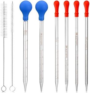 HOAOH 6 Pieces Glass Pipettes 10ml 5ml 3ml 2ml 1ml 0.5ml Glass Graduated Dropper Pipette for School, Students, Transfer for Liquid Essential Oil