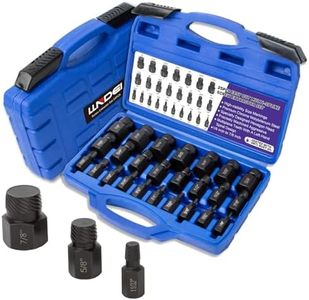 LLNDEI Screw Extractor Set Hex Head Multi-Spline Easy Out Bolt Extractor Set, EZ Out Rounded Screw Remover, 1/8 Inch to 7/8 Inch in 1/32-Inch Increments, CR-MO, 25 Pieces, Stripped Fastener Tool