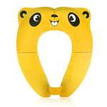 Pejoye Portable Toilet Training Seat for Kids, Foldable Toilet Seat Toddler, Travel Toddler Toilet Seat in ABS Material with 8 Anti Slip Silicon Pads and 1 Carry Bag, Yellow Panda