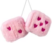 Losaky 3 Inch Pink Fuzzy Plush Dice