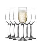 LAV 12x Clear 195ml Nevakar Glass Champagne Flutes - Reusable Prosecco Wine Wedding Party Drinking Glasses Gift Set