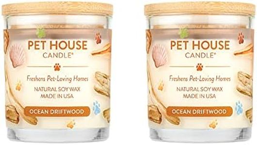 Pet House Candles, Clean Long-Burning, Scented Pet Friendly Candles, Plant-Based, 60 Hour Burn Time - Ocean Driftwood, 9 oz, 2 Pack