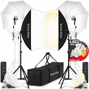 PIXETOOL Softbox Kit Studio Photo et Éclairage - 2 Softbox 50x70 cm, 2 Parapluie Photographie, 2 LED Lampe Photo 4800 Lumens 3000-6000K - Eclaraige Light - Lumiere Video Streaming Gaming