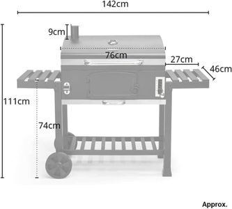 CosmoGrill XXL Charcoal BBQ Smoker – Portable Outdoor Grill with Lid, Warming Rack, Thermometer
