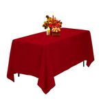 Kapwall Red Table Cloth - 60X102Inch (152x260cm) Polyester Rectangle table cloth For 6 Foot Table In Washable Stain and Wrinkle Resistant, christmas tablecloth for Dining, Buffet Parties and Picnic