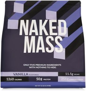 NAKED Vanilla Mass - All Natural Vanilla Weight Gainer Protein Powder - 12LB Bulk, GMO Free, Gluten Free & Soy Free, No Artificial Ingredients - 1,260 Calories - 17 Servings