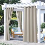 NICETOWN 2 Panels Outdoor Curtains for Patio Waterproof, Rustproof Grommet Cold & Light Blocking Drapes Thermal Insulated Indoor Outdoor Window Treatments for Pergola, Natural, W52 x L72