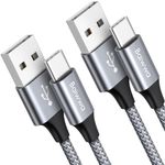 Baiwwa USB to USB C Cable 1m 2Pack, USB A to USB C Charger Cable, 3A Fast Charging USBC Lead Compatible with Samsung Galaxy S23 S24 S22 S21 S20 Plus, A53 A55 A15 A25, and More -Grey