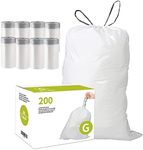 Code G (200 Count) 8 Gallon Heavy Duty Drawstring Plastic Trash Bags Compatible with simplehuman Code G | 1.2 Mil | White Drawstring Garbage Liners 8 Gallon/30 Liter