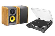 Audio-Technica AT-LP60X Turntable and Edifier R1000T4 Active Speaker Package Exclusive Set by Digitalis Audio (Standard LP60 with Maple Speakers)