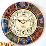 Vintage Clock Wooden Hand-Crafted Analog Wall Clock / 1 Year Warranty / 16 Inches (40 Cm'S)