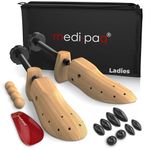 Medipaq - 2x Two Way Adjustable Premium Ladies Pine Shoe Stretchers - UK Size 3-8 Shoe Tree with Cedar Balls and Drawstring Bag - Wooden Shoe Stretchers for Women - Wooden Shoe Trees for Women