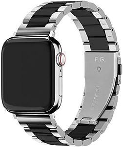 Fullmosa Cinturino per Apple Watch 45mm/44mm/42mm, Cinturino in Acciaio Inossidabile Compatibile con Apple Watch Serie 9 8 7 6 5 4 3 2 1, Apple Watch SE 2/ SE, Argento+Nero