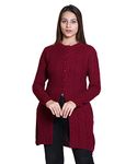 Varenyam Woollen Women's Long Cardigan(8308Magental)