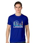 POP GENIC Graphic Printed London City Quotes Slogan 100% Cotton Regular Fit Unisex T-Shirt for Men & Women PG124 Royal Blue