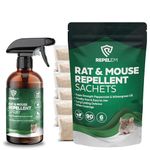 Rodent Repellent Bundle - Peppermint Oil Rat & Mouse Repellent Set, includes 250ml Mouse Repellent Spray & Peppermint Rat Repellent Sachets (6 Pack), Humane Rat Deterrent, Non-Toxic Rodent Control