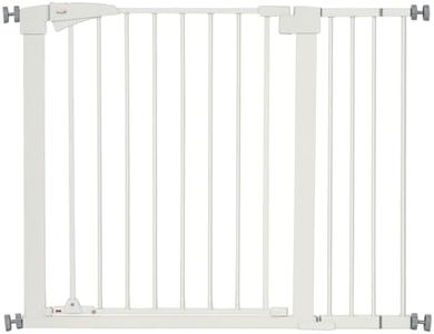 PawHut Barrière de sécurité pour Chien Animaux sans perçage avec Fermeture Automatique Double Verrouillage opération à Une Main Largeur 76-103 cm Hauteur 77 cm Blanc