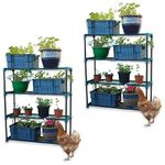 Woodside 4 Tier Staging Shelving Unit - 2 PACK for Greenhouse, Garden, Shed, Garage Storage Racking