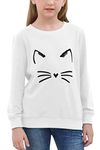 GORLYA Girl's Pullover Tops Cute Cartoon Graphic Print Sweatshirt Clothes for 4-14 Years Kids (GOR1059, 4-5Y, White)