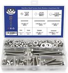 200PCS Nuts and Bolts 1/4-20 x 1/2”, 3/4”, 1”, 1-1/2”, 2”, 2-1/2”, 3” Carbon Steel Hex Bolts and Nuts Assortment Kit Hardware Screws Set (7 Different Sizes)