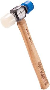 REAL STEEL Rubber Mallet, 12 oz Double Face Hammer with Soft/Hard Tips & Hickory Wood Handle (0312)