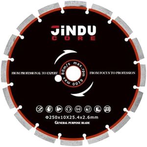 jinducore 10Inch Diamond Blade Utilizing Laser Welding Process of German Dr. Fritsch,Diamond Cutting Wheel for Cutting Reinforced Concrete, Marble, Granite, Masonry, Concret,Stone,Dry/Wet Cutting