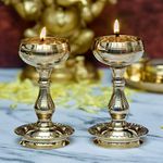 Bhimonee Decor Pure Brass Udupi Nanda Bowl Long Table Diya, 4.25 inches Big , Brass, Pack of 2 pcs