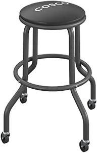 CoscoProducts COSCO All Steel, Vinyl Work Seat with Rolling Casters, 300lb Weight Capacity