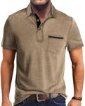 Mens Fashion Polo Shirts Cotton Classic Short Sleeve Lightweight Button Shirt with Pocket