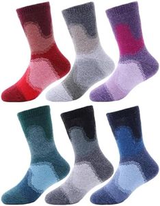 ProEtrade Merino Wool Socks for Kids Toddlers Boys Girls Thick Warm Winter Hiking Heavy Thermal Cozy Crew Boot Color Gift Socks 6 Pack(Dyeing Color Series,1-3T)