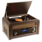 Fenton Nashville Retro Record Player with CD Player, Bluetooth Vinyl Player, Turntable with USB and Bluetooth, DAB+ Radio | Digital Radio, Vinyl to MP3 Converter Encoder | Retro Record CD Player Combo
