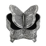 Hipiwe Vintage Metal Jewelry Box Butterfly Shape Trinket Box Decorative Metal Box Small Jewelry Storage Box for Rings Necklaces Earrings Organizer Keepsakes Box Gift for Women & Girls