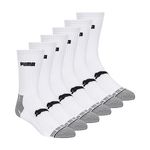 PUMA Men's 6 Pack Crew running socks, White, 10-13