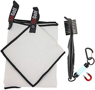 59Golf - Golf Club Cleaning kit : Golf Club Brush + Golf Club Towel + Golf Ball Towel + Magnetic Keychain (Brush + White Towels)