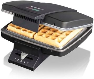 Cloer 1440 Brüsseler Waffeleisen für 2 Belgische Waffeln 9 x 15,5 cm, Duo-Waffeleisen mit Antihaftbeschichtung, stufenlosem Bräunungsgrad und Backampel, schwarzes Metallgehäuse, 930 W