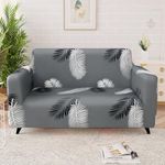 Story@Home Sofa Cover 2 Seater | Elastic Sofa Cover | Polyester | (145 x 185 x 50 cm, Grey & White) Durable and Stylish Anti Slip Sofa Cover, Anti-Slip Sofa Cover for Living Room