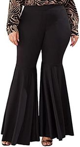 Floerns Women's Plus Size Flare Leg Palazzo Party Club Bell Bottom Pants Black 3XL