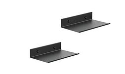 Z metnal Small Floating Shelves, Mini Display Metal Shelf for Collection, 200mm Decor Wall Shelf, Utility Shelves,Aluminum, Wall Mounted, Matt Black, 8 inch, 2 Pack