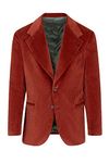 Lacoac Men's Corduroy Wedding Prom Formal Dinner Blazer Two-Button Tuxedos Jacket Notch Lapel Coat Burgundy