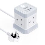 3M Extension Lead Cube With USB, BEVA 4 Gang Extension Socket With 3 USB Ports, Power Strip With Switch Multi Plug Extension with 3 Metre Long Cable For Home Office Travel