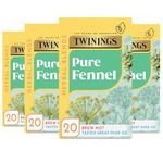 Twinings Pure Fennel Herbal Infusion Flavoured Tea - 80 Biodegradable Tea Bags (Multipack of 4 x 20), Soothing Digestive Aid, Caffeine-Free, Freshness Guaranteed