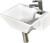 ceramic wash basin Memphis 2 in 1 table top & wall hung basin hand wash basin for bathroom kitchen hall living room vessel sink white basin glossy basin stylish basin wall mount & countertop toilet washroom ceramicbasin