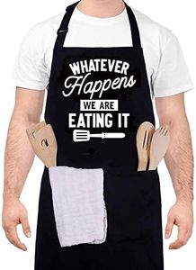 TRADFORE Funny Grilling Apron for Men Funny BBQ Apron Grill Apron Cooking Apron Grilling, Whatever Happens, One Size Fits All